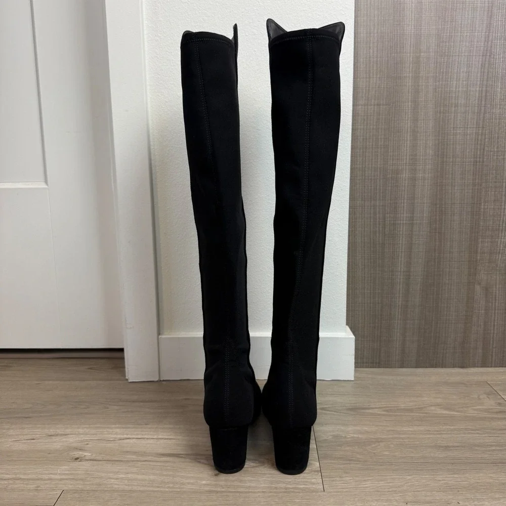 Stuart Weitzman Black Gillian 60 Microstretch Suede Over the Knee Boots Size 6.5